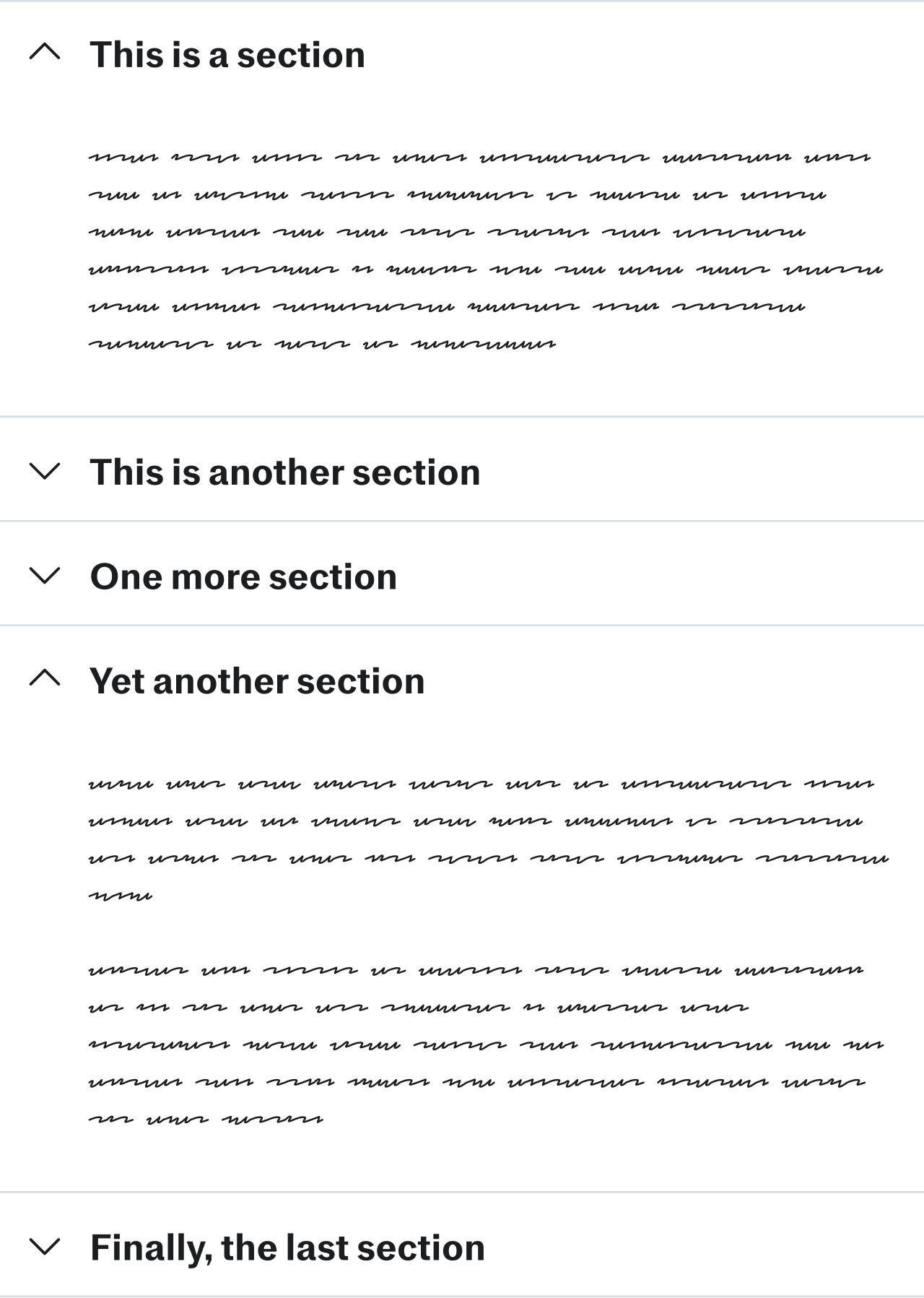An example of an accordion, showing only the sections of content that the user has opened