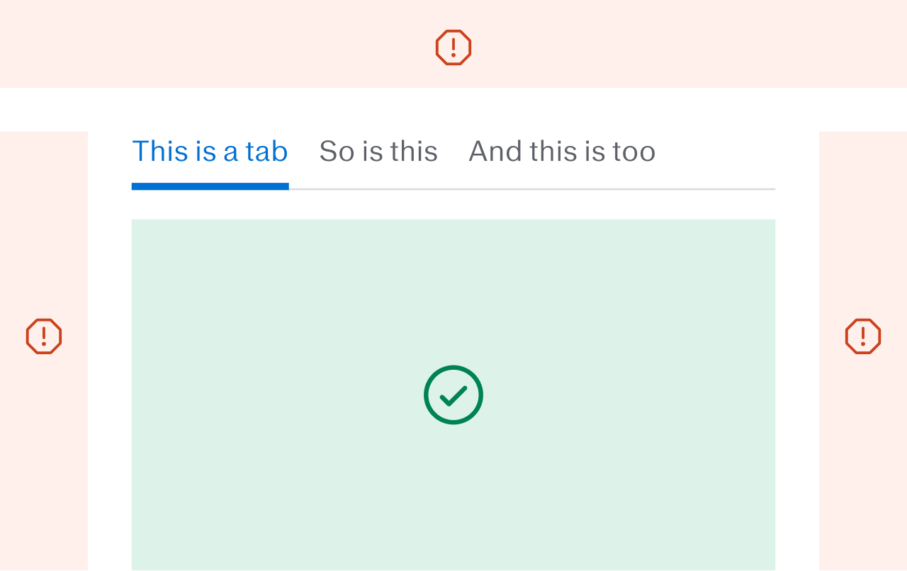 A diagram visualizing that tabs control what's below them, but not above, to the left, or to the right